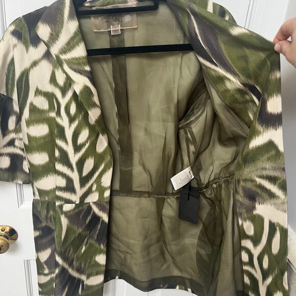 Giambattista Valli Green print short sleeve jacket blouse with button 44/M Italy - Picture 6 of 16